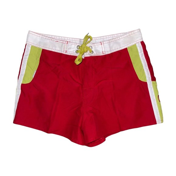 Quiksilver Board Shorts Juniors 7 Red Logo Swimwear Summer Ocean Beach - Picture 1 of 7